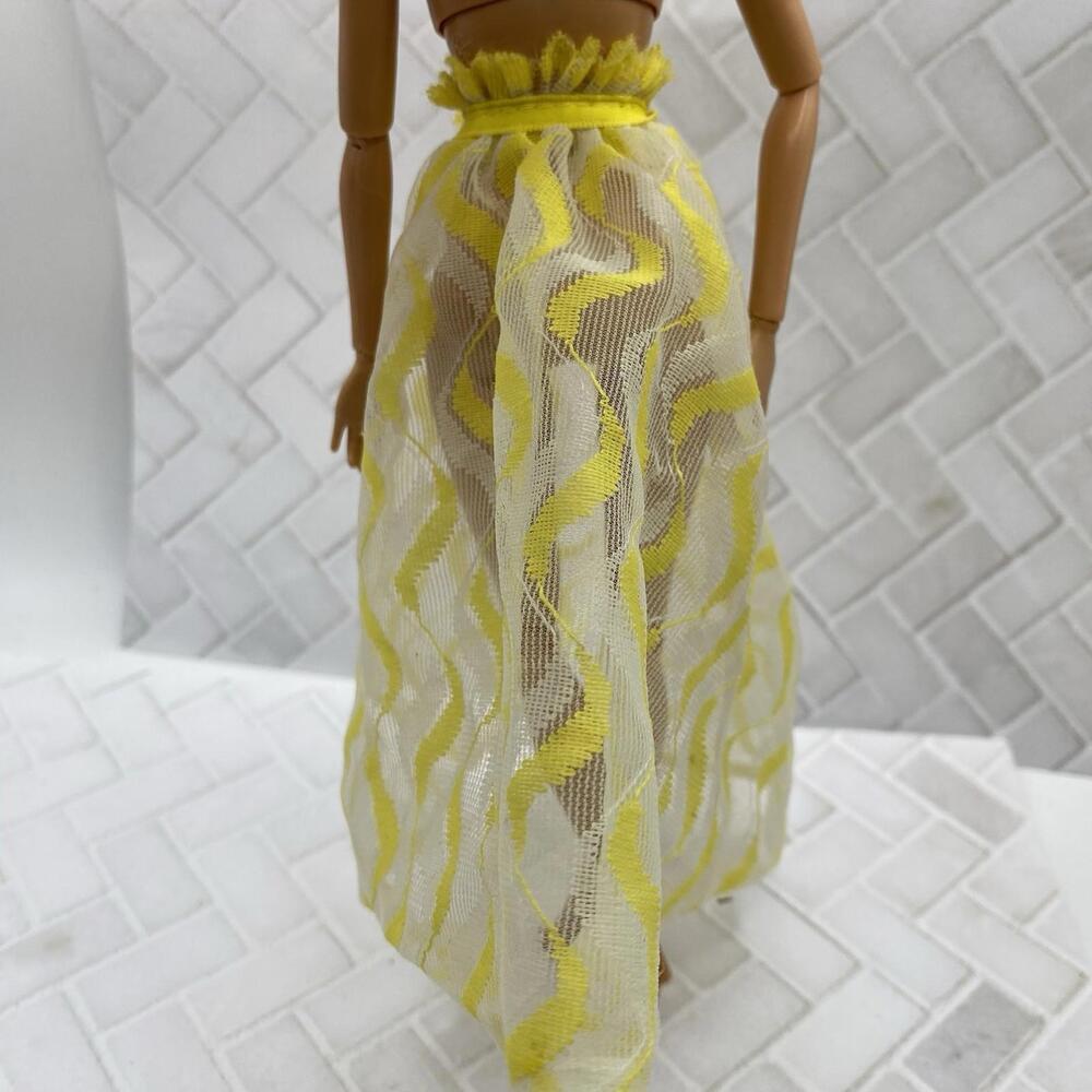 Barbie Pretty Changes Skirt~ Tie Front Sheer Yellow Geometric #2598